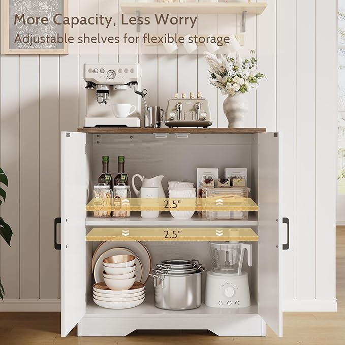 Sideboard Buffet Cabinet, Modern Farmhouse Kitchen Storage Cabinet, Small Modular Accent Cabinet Coffee Station Bar Media Console Table Credenza for Kitchen Dining Room, Living Room Entryway Hallway