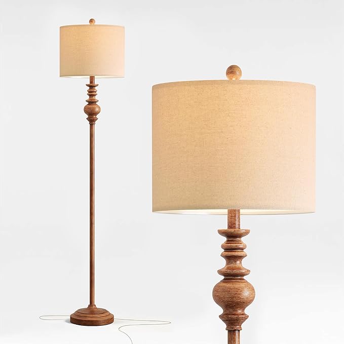 BOBOMOMO 64.25" Rustic Floor Lamp for Living Room, Tall Antique Brown Standing Lamp with Rotary Switch, Vintage Reading Lamp for Bedroom, Office & Study, Farmhouse Home Decor Corner Lamp