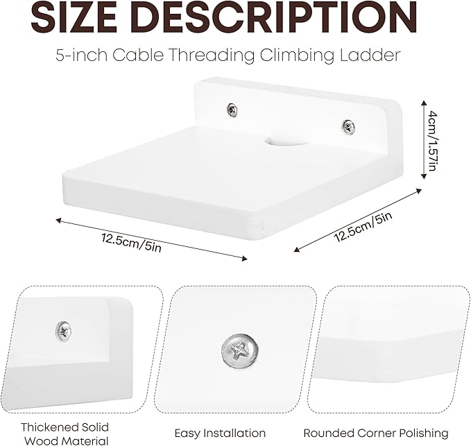 Small Floating Shelf for Wall,5 Inch Wooden Wall Shelf Set of 2,Mini Speaker, Baby Monitor,Cameras，Figurines Display Stand, for Bedroom, Gaming Room, Living Room, Bathroom, Office(White)