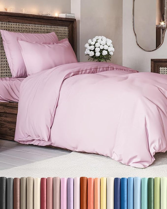 Duvet Cover Twin/Twin XL Size - Extra Soft Twin/Twin XL Size Duvet Cover - Breathable, Easy Care and Fade Free with Zipper Closures & Ties - 68" x 90" Inches - (Light Pink) Comforter Not Included