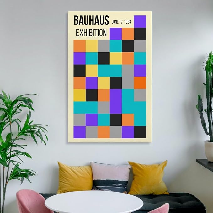 FideMm Bauhaus Print Poster,colours Poster,Abstract Art,Minimalist,Stylish Mid Century Art Poster for Room Aesthetics Canvas Wall Art Poster And Print Frame-style 16x24inch(40x60cm)