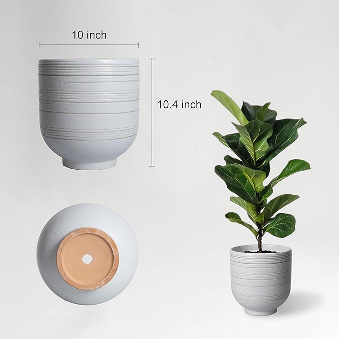 Large White Ceramic Planter for Indoor Trees, Modern Indoor Floor Planter Pot for Olive Trees & Faux Olive Trees, Pottery Planter with Drainage for Real Plants