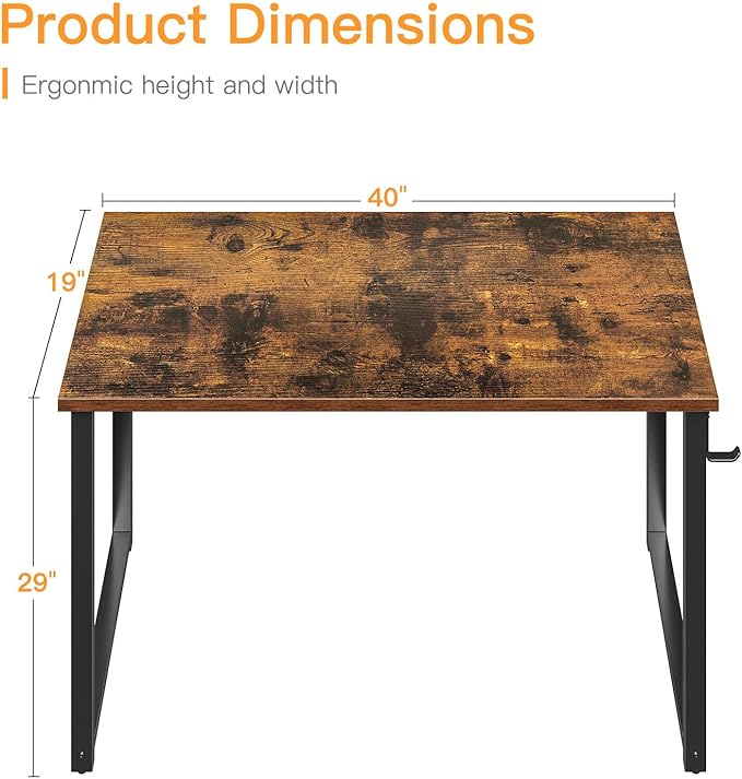Coleshome 40 Inch Computer Desk, Modern Simple Style Desk for Home Office, Study Student Writing Desk, Vintage