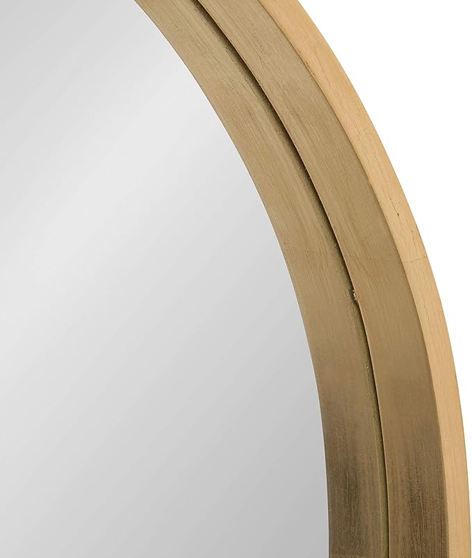 Kate and Laurel Travis Round Wood Wall Mirror, 21.6" Diameter, Gold, Modern Glam Wall Décor Accent