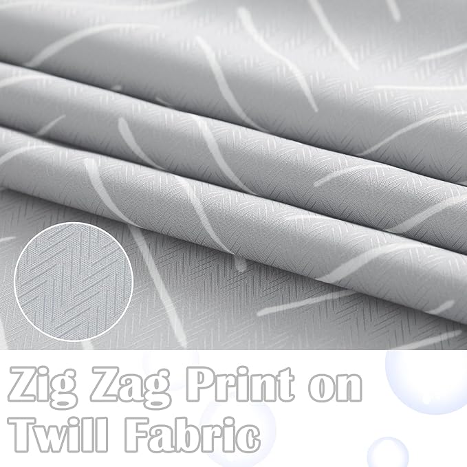 jinchan Grey Shower Curtain with White Herringbone Striped Zig Zag Chevron Waterproof Fabric Modern Farmhouse Shower Curtains for Bathroom with 12 Hooks 70x72 Inches