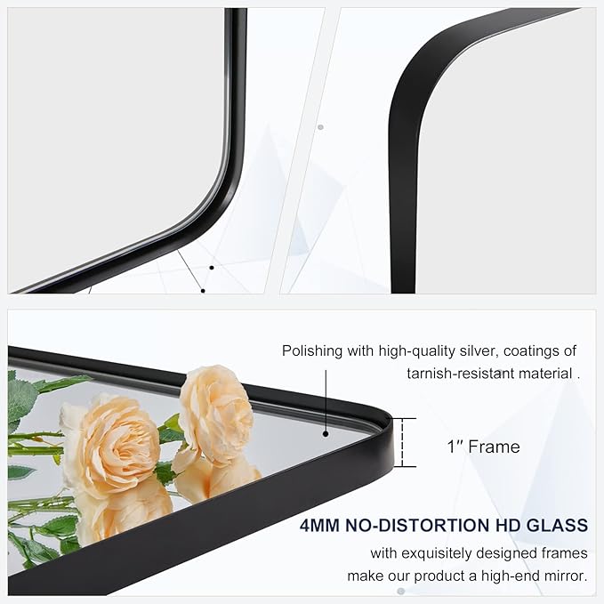 ANDY STAR Black Bathroom Mirrors for Over Sink, 30x30 Inch Matte Black Mirror for Bathroom, Square Metal Vanity Mirror for Wall-Modern Clean Design with Superior Stainless Steel Frame