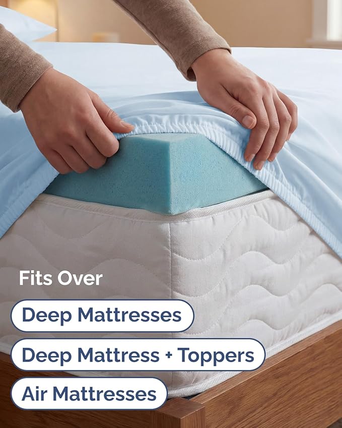 Extra Deep Twin XL Sheet Set - 4 Piece College Dorm Bed Sheets Set with Extra Deep Pockets - Ultra-Soft, Comfy & Breathable Bedding for Women, Men, Kids & Teens - Wrinkle & Fade Resistant - Light Blue