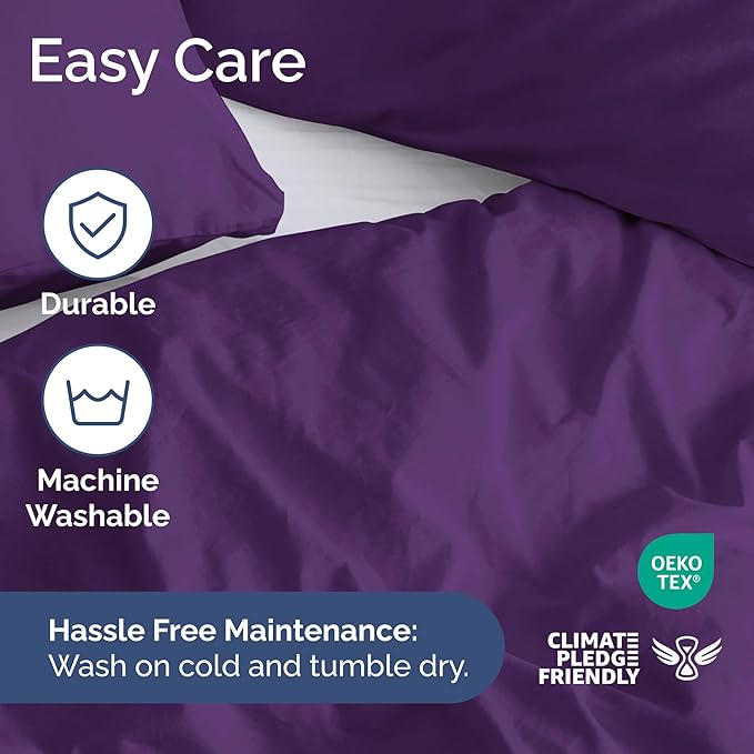 Duvet Cover Full Size - Extra Soft Full Size Duvet Cover - Lightweight, Breathable & Cozy - Easy Care & Fade Free with Zipper Closures & Ties - 80" x 90" Inches - (Purple) Comforter Not Included