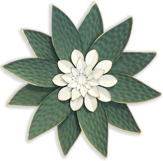 Metal Flower Wall Art Decor,10" Rustic Modern Antique Floral Sculpture, Distressed Iron Wall Hanging Home Decoration Accent Artworks for Indoor Kitchen Bedroom Living Office Outdoor Garden Patio