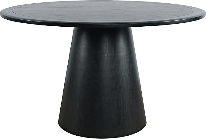 Jofran Nash Mid-Century Modern Round Pedestal Dining Table for Kitchen or Dining Room, Black, 30" Dining Height