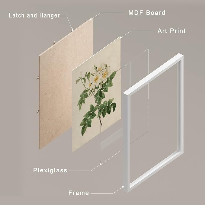 SIGNWIN Framed Vintage Colorful Wildflower Wall Art, Set of 4 Variety Floral Wall Decor Prints, Nature Wilderness Wall Décor for Living Room, Bedroom - 11"x14" White