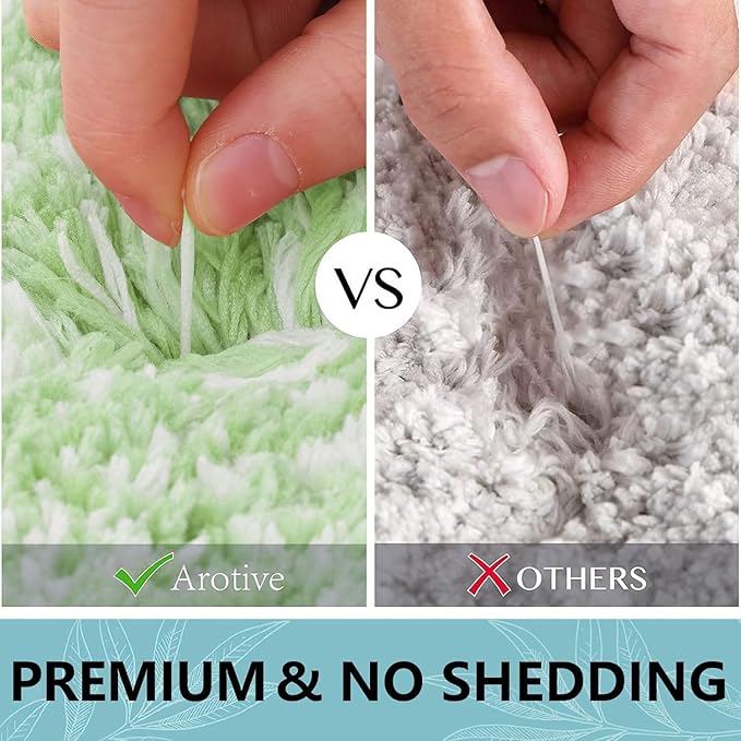 Arotive Microfiber Bathroom Rugs, Shaggy Soft and Absorbent Bath Rug, Non-Slip, Thick Plush Machine Washable Dry Bath Mats for Bathroom, Tub and Shower, 54x24, Sage Green, Rectangular