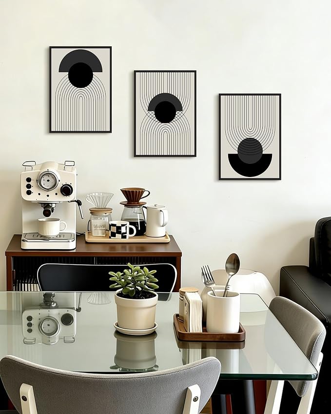 Drsoum Black Boho Wall Art Framed Modern Decor Bohemian Wall Decor Abstract Geometry Lines Prints Ready to Hang 11x14in Black Framed