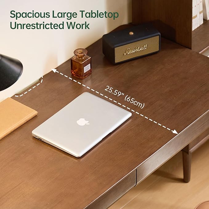 Retro Solid Wood Computer Desk, Office Writing Desk with Storage Drawers for Home Office, Study, Bedroom 47.24" W