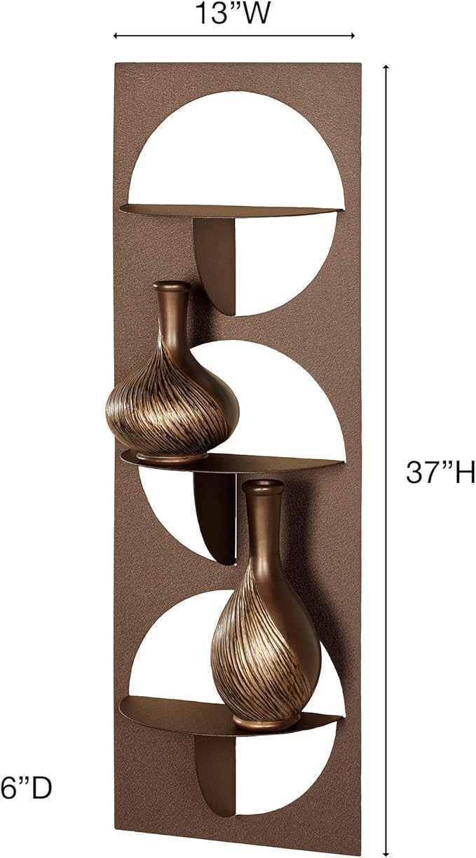 Touch of Class Corydon Vertical Modern Bronze Metal Wall Shelf with Three Shelves | Contemporary Style Shelving Decor for Bedroom, Living Room, Bathroom, Kitchen, Hallway, Entryway