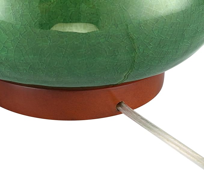 360 Lighting Andi 25" High Mid Century Modern 3-Way Table Lamp Green Ceramic Wood Finish Single Fabric White Shade Cottage Core Living Room Bedroom Bedside Nightstand House Office Colors May Vary