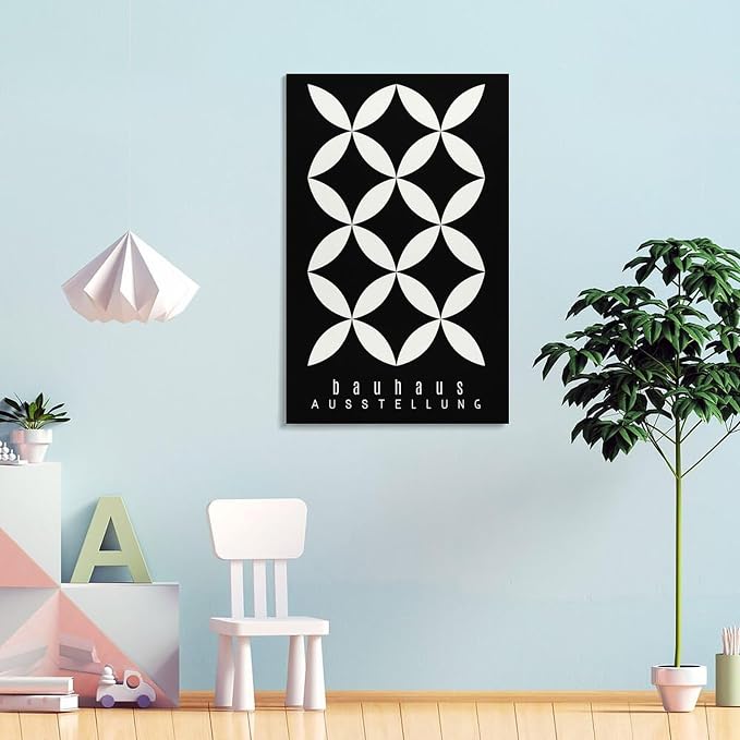 FideMm Bauhaus Print Poster,black And White Poster,Abstract Art,Minimalist,Stylish Mid Century Art Poster for Room Aesthetics Canvas Wall Art Poster And Print Frame-style 20x30inch(50x75cm)