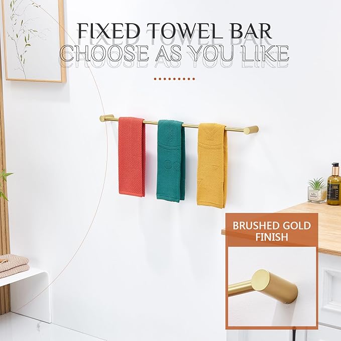 KOKOSIRI Towel Holder Gold for Bathroom Hanger 36-Inch Towel Bar Wall Mounted Bathroom Hardware Lavatory Accessories Stainless Steel, B4007BG-L36