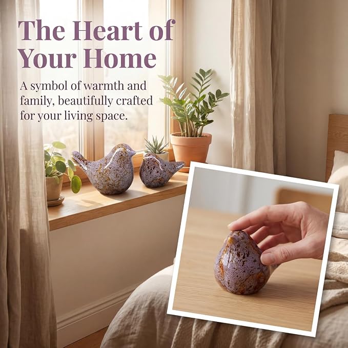statueBird Statues, Modern Home Decor, Suitable for desks, Bookshelves, bedrooms, Living Rooms, cabinets, and Fireplace Mantel Decorations. Ceramic Animal Statues. (Purple;)