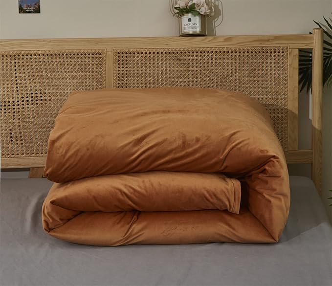 Pureant Pumpkin Comforter Set Queen Burnt Orange Velvet Bedding Comforters Women Girls Solid Terracotta Aesthetic Flannel Quilts Soft Warm Light Caramel Plush Blanket Sherpa Luxury Shaggy Cinnamon Bed