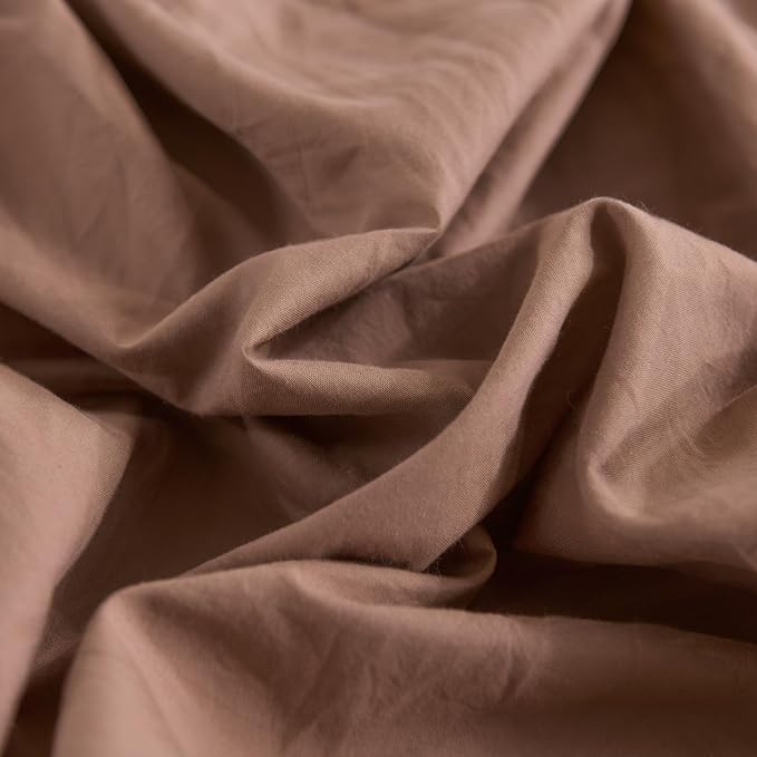 NEXHOME PRO Duvet Cover Set 100% Washed Cotton California King 104"x98", Organic Natural Linen Look Textured 3 Pieces Bedding Set Mocha Brown with Zipper Closure,Soft(No Comforter)