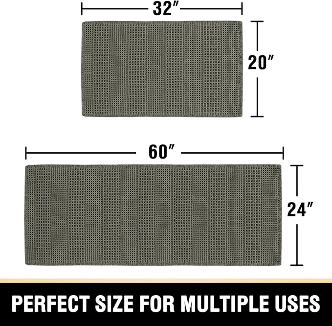 H.VERSAILTEX Waffle Bath Mat Super Absorbent Bathroom Mats Non Slip Bath Rugs for Bathroom Floor Machine Washable Ultra Soft Bathroom Rugs for Beside Tub, (32 x 20 Plus 24 x 60 - Inches, Smokey Olive)