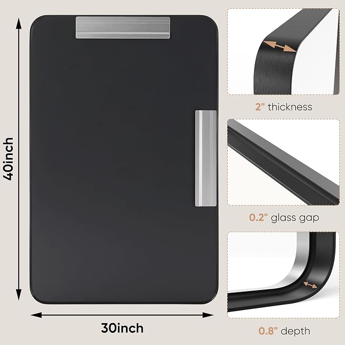 Sweetcrispy 30x40 Inch Black Bathroom Mirrors, Bathroom Mirrors for Over Sink, Rectangle Wall Decor for Entryway, Bedroom, Vanity,Anti-Rust, Horizontal or Vertical Hanging, Black