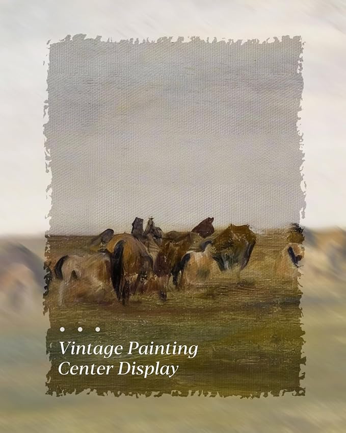 HUARCEY Gold Framed Vintage Wall Art for Living Room, Animals Painting Prints Shelf Decor for Kitchen, Aesthetic Bedroom Wall Art, Best Gifts for Friends or Family - Horses in the Meadow 10L x 8W
