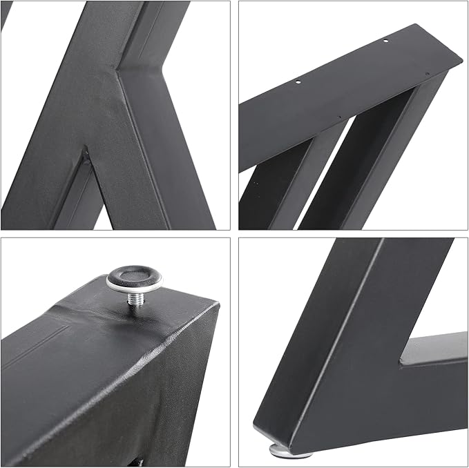 Table Legs Metal 2 PCS, Black Steel Table Legs 28" H x 24" W, Heavy Duty and Stable for DIY Tables, Desks, and Bench