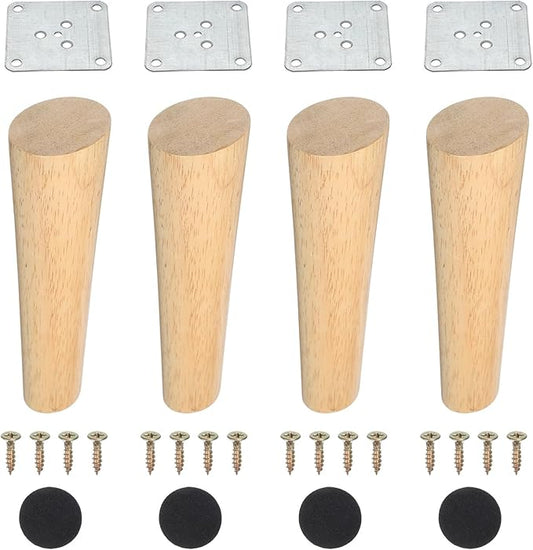 PATIKIL Wood Furniture Legs, 4Pcs 7" Tapered Replacement Sofa Leg for Chair Couch Bed Coffee Table Dresser, Wood Color