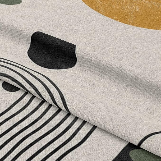 Boho Duvet Cover King Abstract Orange Black Boho Comforter Modern Mid Century Boho Bedding Sets Geometric Comforterfor All Season,3 Pieces Home Bedroom Decorations Soft Microfiber 104"x88"