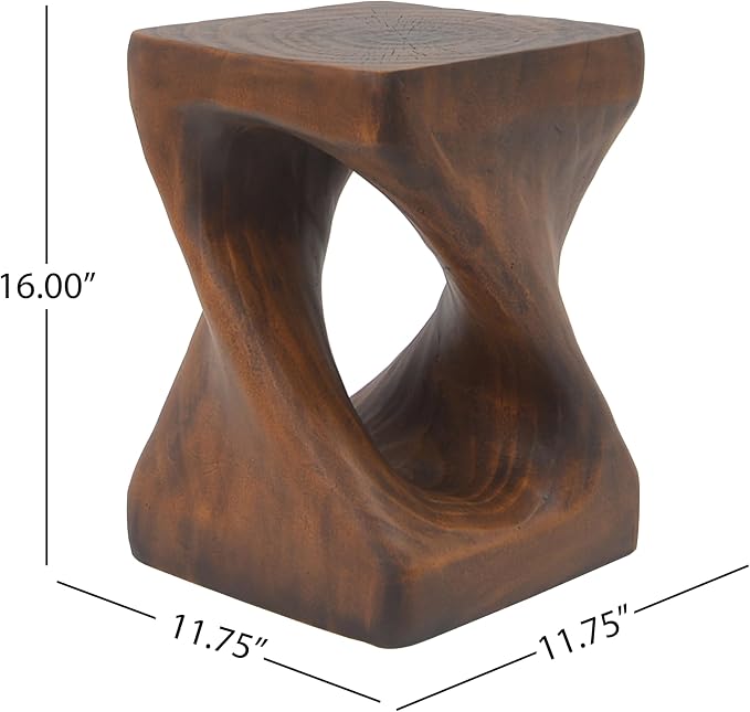 ø11.75'' Small Side Table End Table for Living Room, Modern Retro Farmhouse Countryside Style, Magnesium Oxide Material for Indoor & Outdoor, No Assembly, Wood Grain, Antique Brown