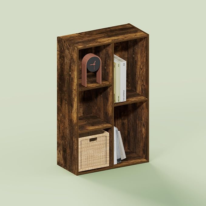 Hagen 5 Cube Organizer Bookcase, Bookshelf, Cube Storage, Toolless Assembly, for Living Room, Home Office, Rustic Brown