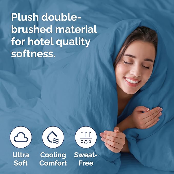Duvet Cover Twin/Twin XL Size - Extra Soft Twin/Twin XL Size Duvet Cover - Breathable, Easy Care and Fade Free with Zipper Closures & Ties - 68" x 90" Inches - (Denim Blue) Comforter Not Included