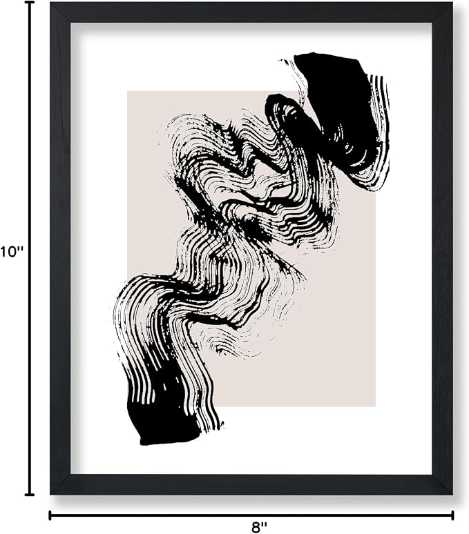 Poster Master Brush Waves Poster - Black Brush Wave Stroke Print - Abstract & Illustration Art - Mid Century Modern & Minimal Art - Living Room or Bedroom Wall Decor - 8x10 UNFRAMED Wall Art