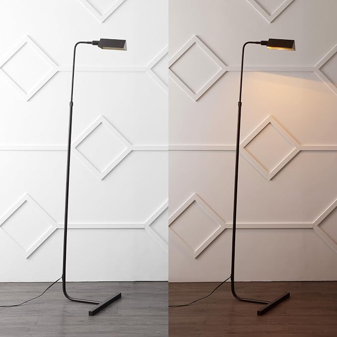 JONATHAN Y 54.5-66" Oil Rubbed Bronze Mid-Century Industrial Metal Adjustable Pharmacy LED Floor Lamp, Swivel Head Standing Task Lamp for Living Room, LED Bulb Included JYL3097A
