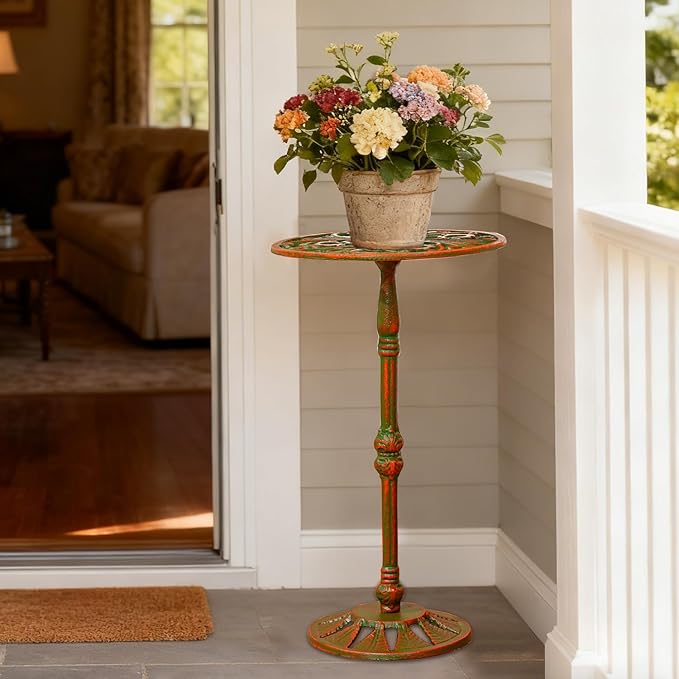 Sungmor Vintage Cast Iron Potted Plant Stand,16" Inch Tall Metal Plant Stand,Heavy Duty Ornate Indoor Outdoor Flower Pot Holder for Garden, Patio, Balcony Decor