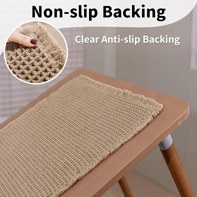 Waffle Bath Mat - Boho Bathroom Rugs Non Slip Washable, Super Absorbent & Quick Dry, Soft Bath Mat Farmhouse Bathroom Decor, 20'' x 48'', Khaki