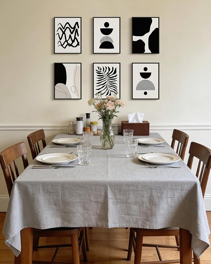 Drsoum Abstract Boho Wall Art Minimalist Geometric Framed Boho Room Decor Black Line Art Mid Century Modern Prints Bohemian Living Room Bedroom Ready to Hang 11x14inx6pcs (Black Framed)