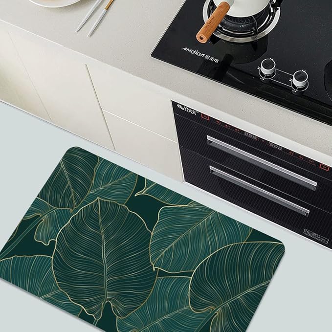 Diatomaceous Earth Bath Mat,The Leaves Non-Slip Volume Super Absorbent Fast Drying for Bathroom Kitchen Door mat,Eco-Friendly Easy to Clean 16×24Inch (40 * 60cm)