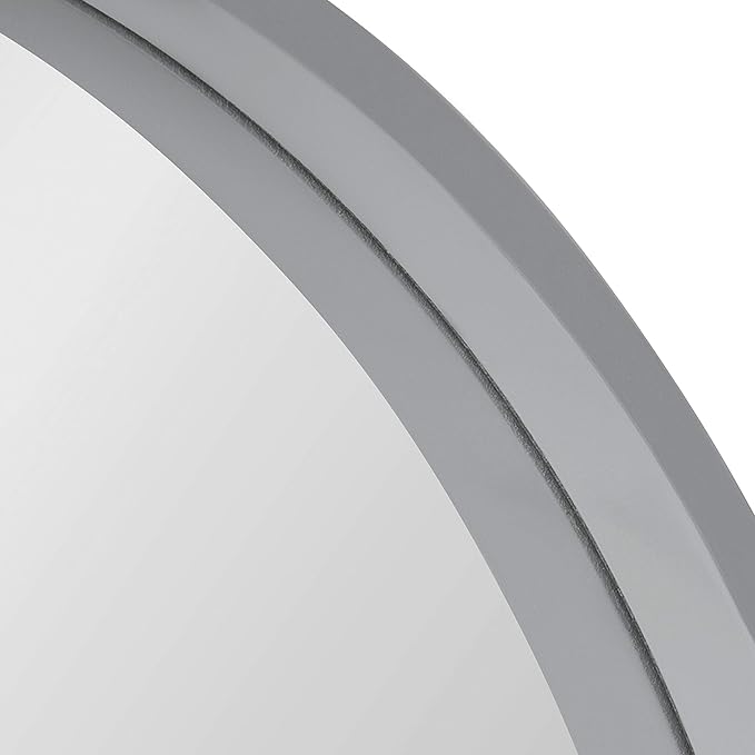 Kate and Laurel Travis Round Wood Wall Mirror, 25.6" Diameter, Gray, Modern Wall Décor Accent