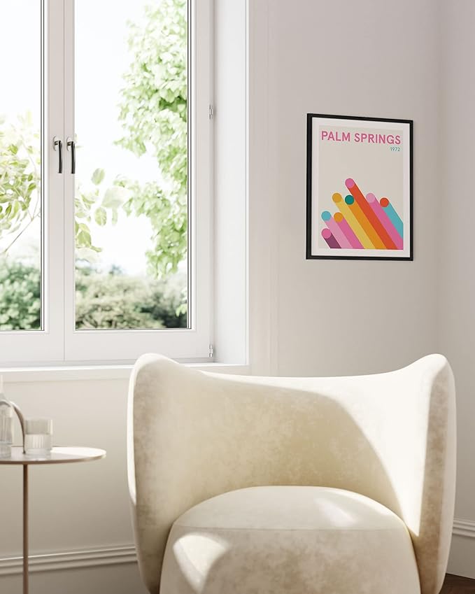 HAUS AND HUES Vintage Travel Posters: Pink Retro Art Prints, California Travel Posters for Room Aesthetic, Colorful Modern City Art Wall Decor, Danish Pastel Abstract Poster (Unframed, 16x20)