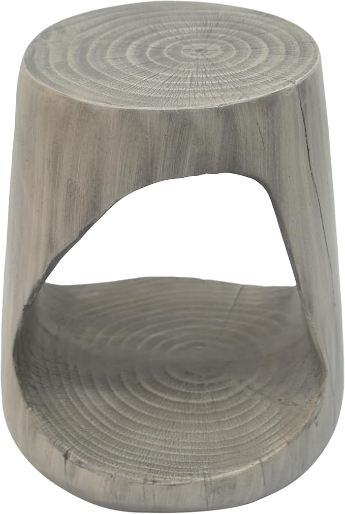 ø14.5'' Side Table End Table for Living Room, Modern Retro Farmhouse Countryside Style, Magnesium Oxide Material for Indoor & Outdoor, No Assembly, Wood Grain, Gray