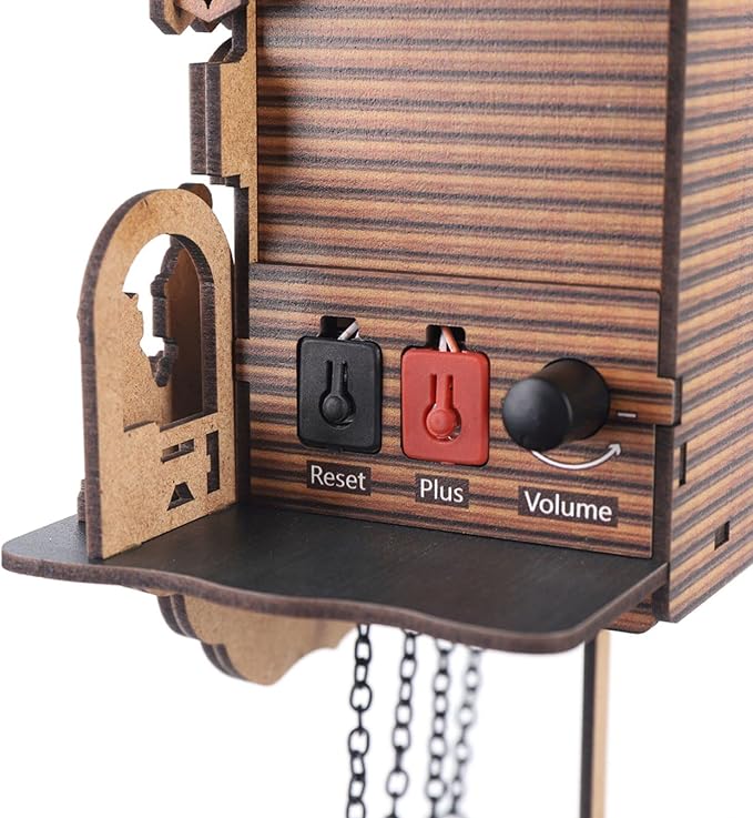 Cuckoo Clock, Retro Wooden Cuckoo Birdhouse Antique Wall Clock Forest Clock Home Decor Auto Swing with Singing Bird Vintage Chalet Design(No Battery) (Type C)