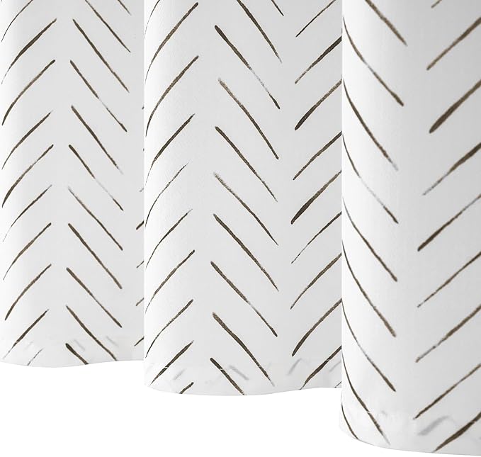 jinchan Extra Long Dark Brown and White Shower Curtain Herringbone Modern Fabric Shower Curtain Zig Zag Inky Chevron Farmhouse Shower Curtains for Bathroom Waterproof Hooks Included 70x78 inch