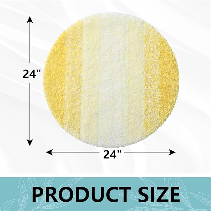 Arotive Microfiber Bathroom Rugs, Shaggy Soft and Absorbent Bath Rug, Non-Slip, Thick Plush Machine Washable Dry Bath Mats for Bathroom, Tub and Shower, 24x24, Yellow, Round