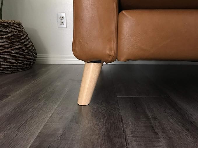 Round Solid Wood Furniture Legs Sofa Replacement Legs Perfect for Mid-Century Modern/Great IKEA hack for Sofa, Couch, Bed, Coffee Table（5 Inches,Set of 4, Original Wood Color）