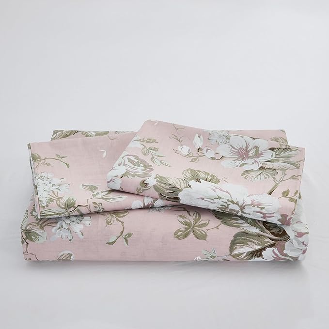 Floral Duvet Cover Queen Size Soft 100% Nature Cotton Vintage Style Pink Bedding Set with Zipper Closure 3 Pcs Cottagecore Botanical Duvet Cover, Ultra Soft, Breathable