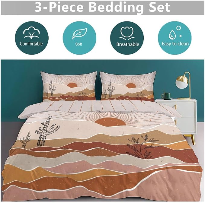 Mid Century Leaves Comforter Set,Modern Abstract Tropical Monstera Palm Leaf Plant Minimalist Spring Summer Bohemian Geometric Bedding Set with Pillowcase for Bedroom Bed Decor,Full 79"x90"