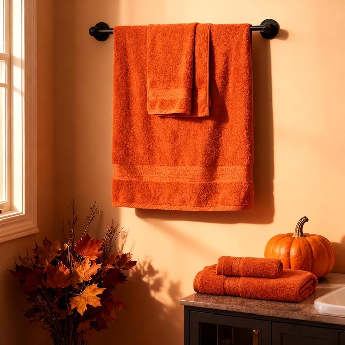 COZYART Burnt Orange Bath Towel Set for Bathroom Turkish Cotton Thick Soft Absorbent Durable 650 GSM Towel Sets of 6, 2 Large Bath Towels, 2 Hand Towels, 2 Washclothes